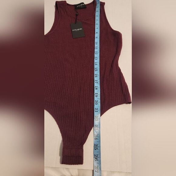 David Lerner Austin Scoop Neck Ribbed Bodysuit Aubergine Size Small - Picture 5 of 8